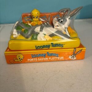 BNIP vintage deadstock Warner brothers Looney tunes floating soap‎ dish 1989